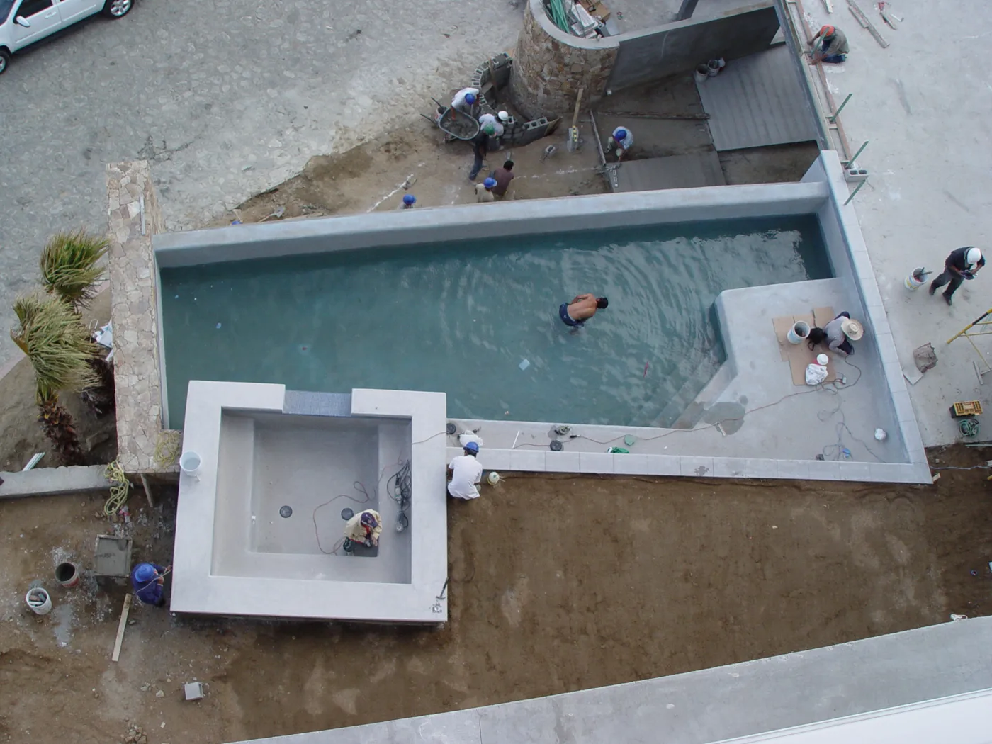 Pool and adjoining common areas during construction