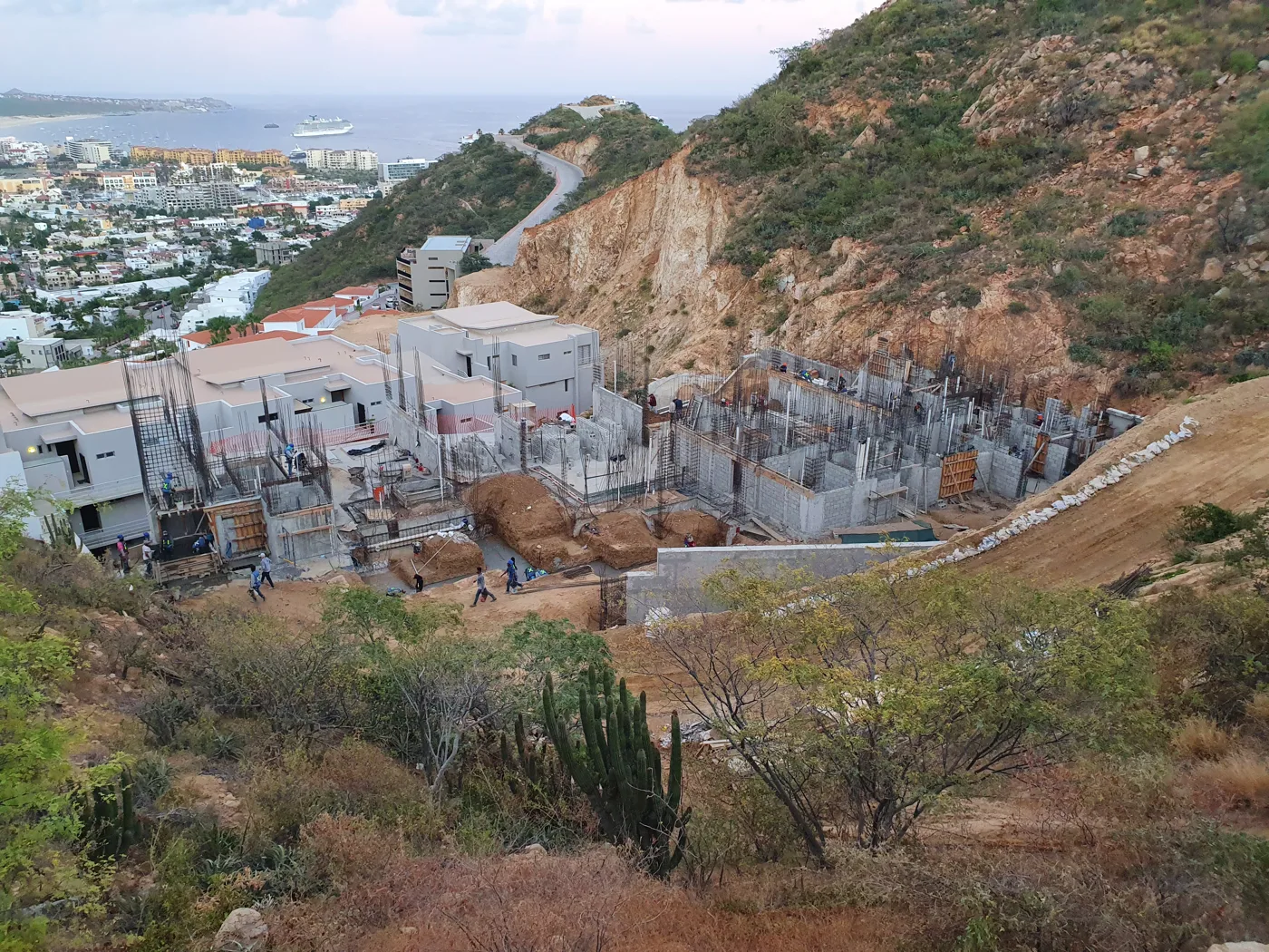 Overview of later construction beside completed Las Cascadas homes